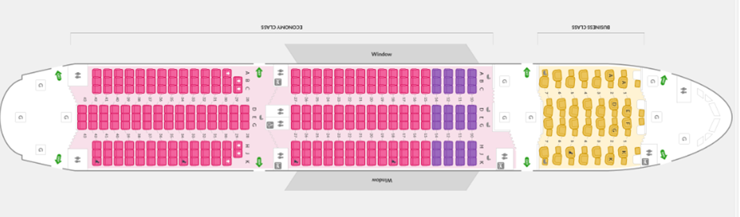 아시아나항공 좌석, 아시아나항공 좌석배치도