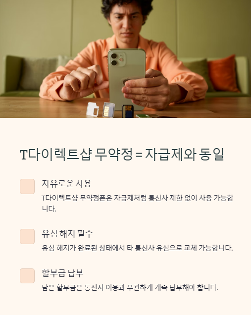 t다이렉트샵 무약정 = 자급제와 동일