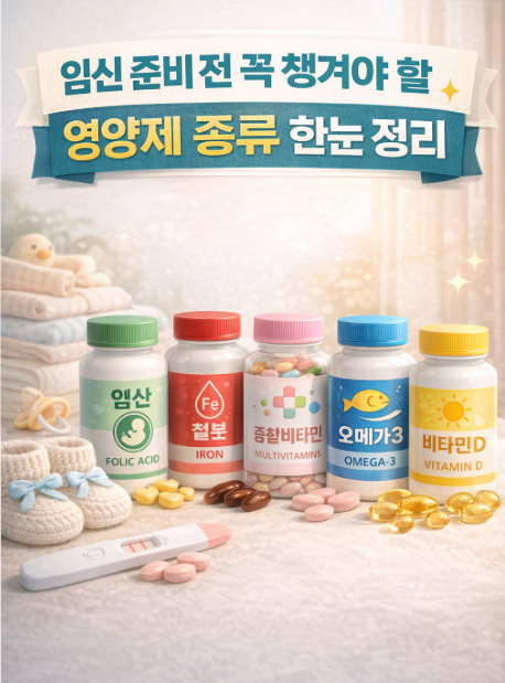 임신 준비 전 꼭 챙겨야 할 영양제 종류 한눈 정리