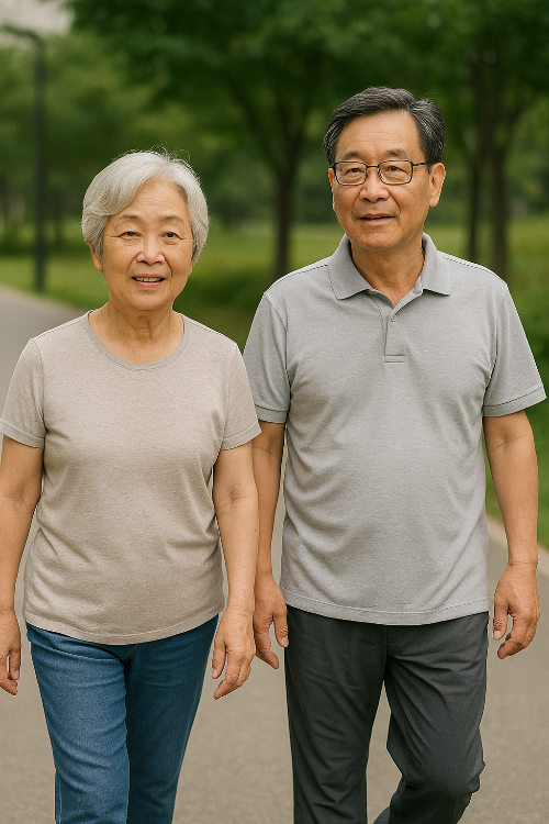 나이드신 부부 걷기 운동하기