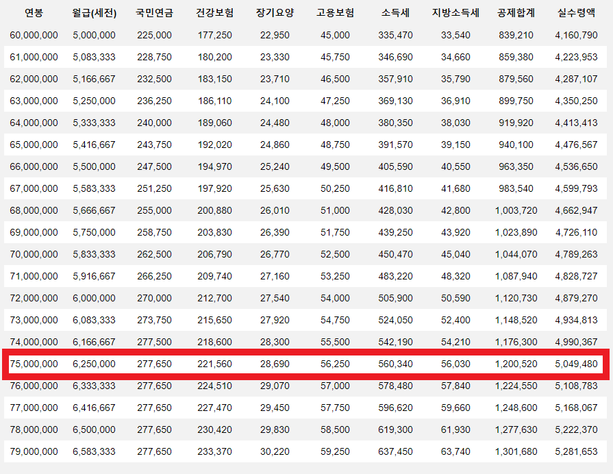 2024 연봉 실수령액
