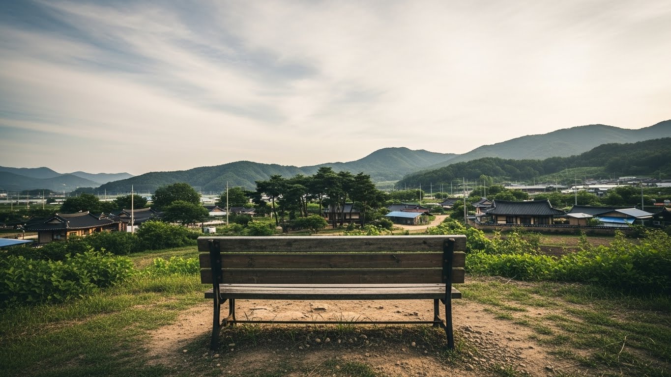 혼자 앉아 있는 벤치