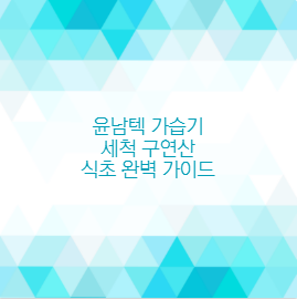 윤남텍 가습기 세척 구연산 식초 완벽 가이드