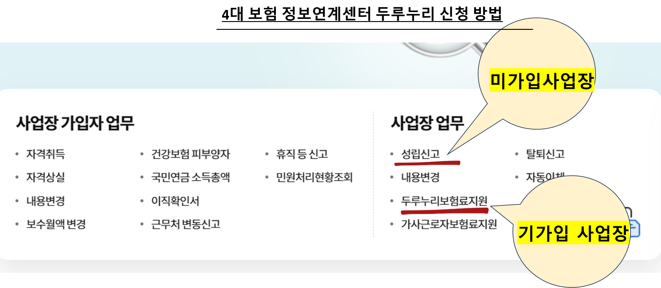 4대 보험 정보연계센터 두루누리 신청 방법