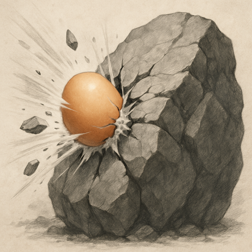 계란을 빛의 속도로 던지면 바위를 뚫는다!