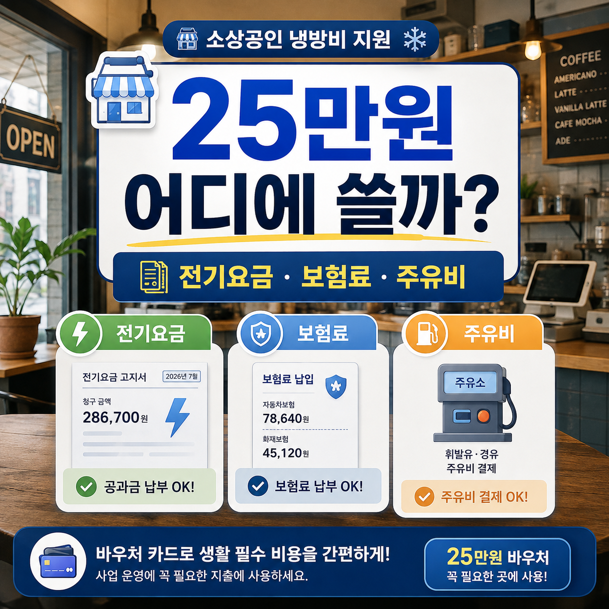 2026 소상공인 냉방비 지원 사용처 전기요금 보험료 차량 연료비 안내