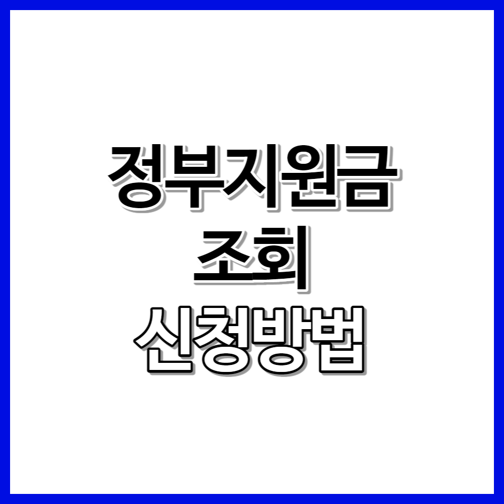나의 정부지원금 조회 및 신청방법