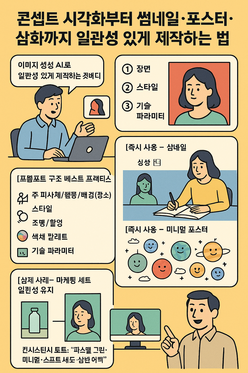 이미지 생성 AI로 콘셉트 시각화부터 썸네일&middot;포스터&middot;삽화까지 일관성 있게 제작하는 법 사진