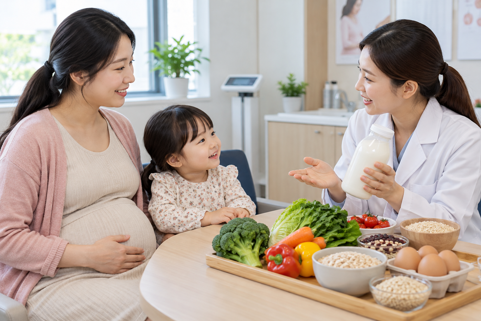 영양플러스 신청 전, 소득·영양위험 평가와 보충식품 이용을 준비하는 법 상황을 부모와 아이가 실제 생활 공간에서 함께 확인하는 장면