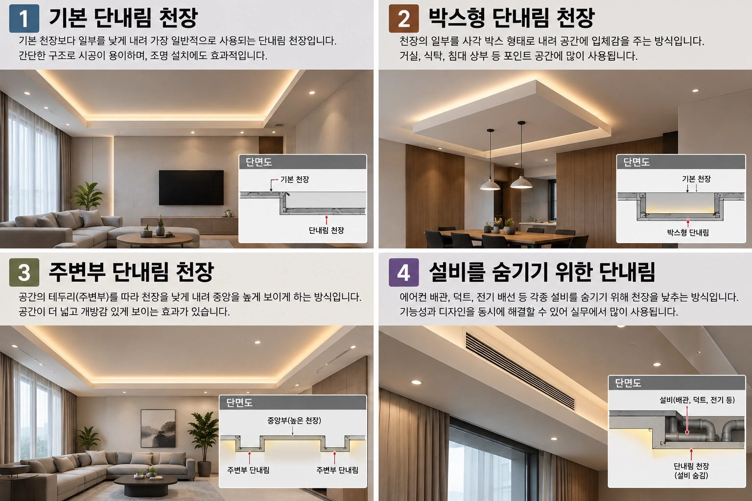 단내림 천장 종류