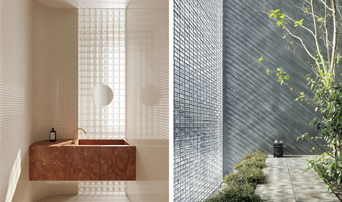 유리블록을 활용한 인테리어 관련 이미지