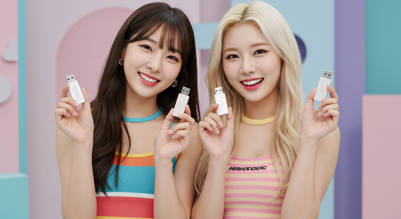 USB를 들고있는 여자들
