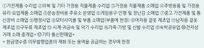 23년부터현금영수증의무발행업종17개