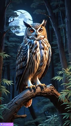 야심한-밤에-보름달은-휘엉청-비추고-갈색-부엉이가-부엉부엉-울고있는-모습