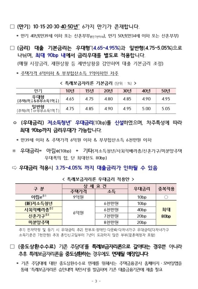 특례보금자리론 보도자료