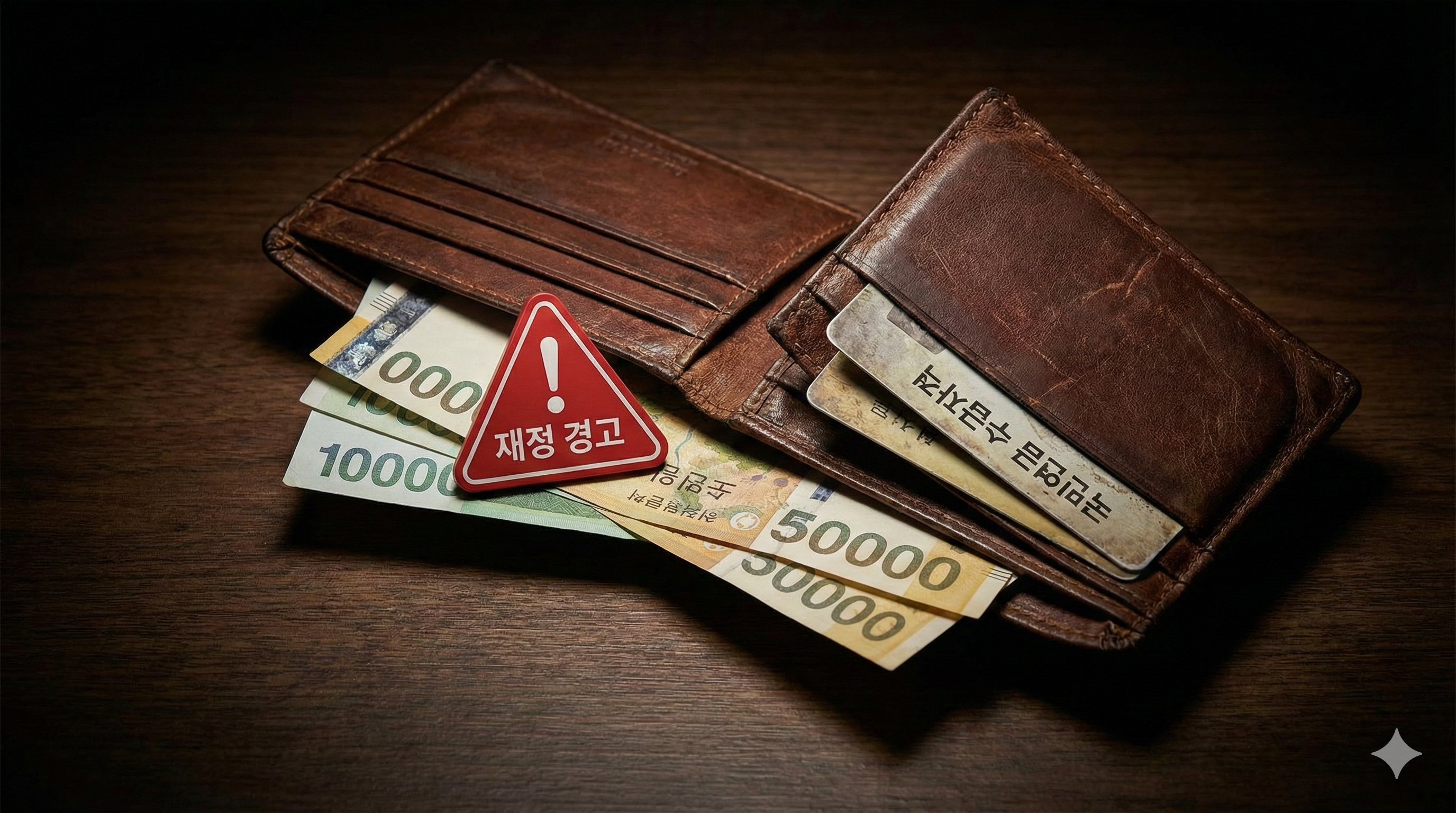 지갑이 열려 있지만 빨간색 경고 표지가 붙어 있어 돈이 들어가지 못하는 모습