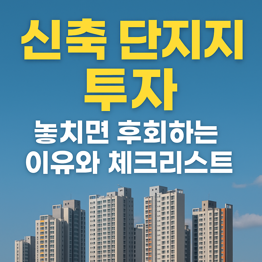 신축 단지 투자, 놓치면 후회하는 이유와 체크리스트