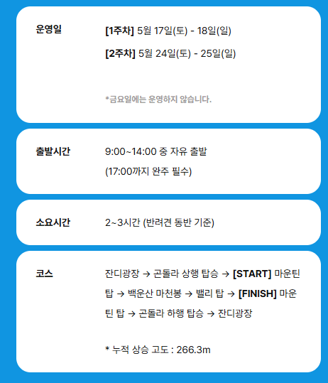 2025 댕댕 트레킹 예매 방법, 신청조건, 신청기간, 코스 안내, 장소 안내