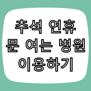 2025년 추석 연휴 기간 문 여는 병원 이용하기