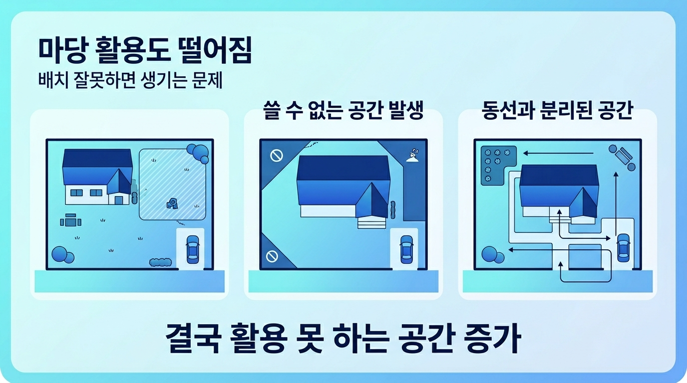 마당 배치 잘못하면 활용도 떨어짐 주의