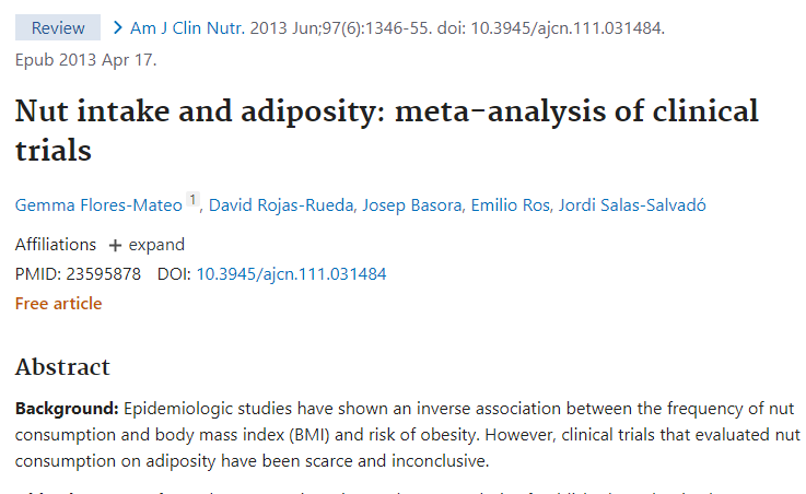 American Journal of Clinical Nutrition 연구 자료