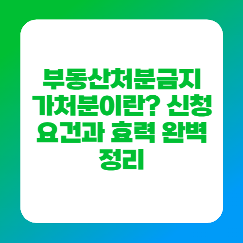 부동산처분금지 가처분이란? 신청 요건과 효력 완벽 정리
