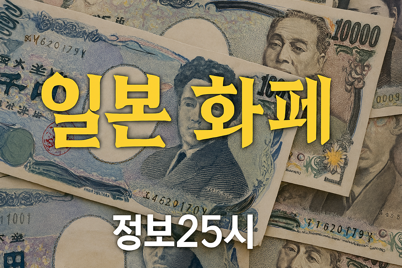 일본 화폐를 배경으로 한 일본 화폐소개 사진