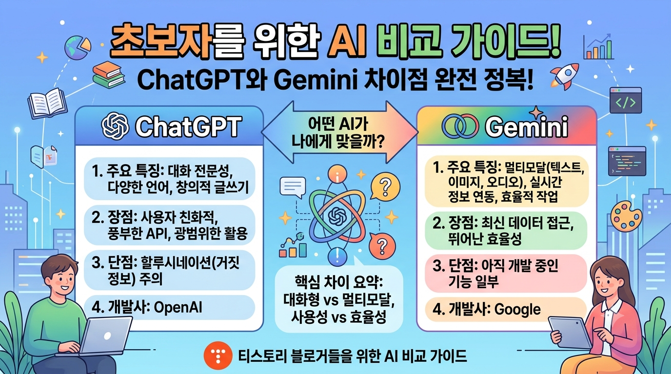 ChatGPT와 Gemini 차이점! 초보자를 위한 AI 비교 가이드