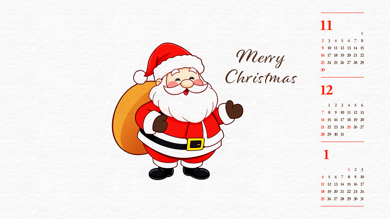01 산타클로스 일러스트 B - 2025년12월 달력배경화면