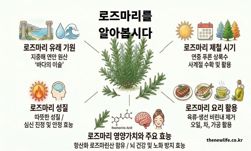 로즈마리 차 효능의 역사적 유래와 기원을 설명하는 이미지
