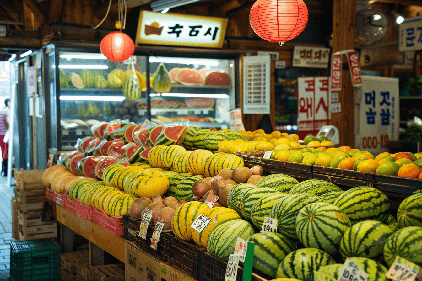 상점에-진열된-수박들