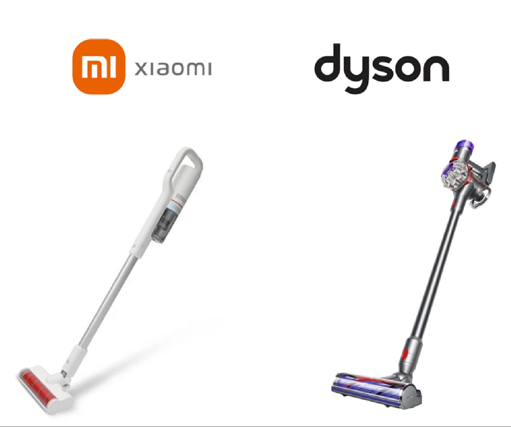다이슨과 샤오미 진공 청소기 비교 이미지