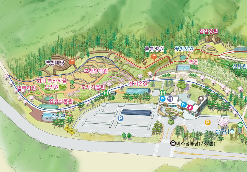 염생식물원, 모래언덕원, 장미원