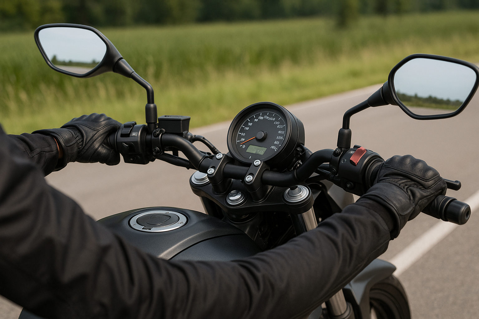 오토바이 핸들이 보이는 이미지