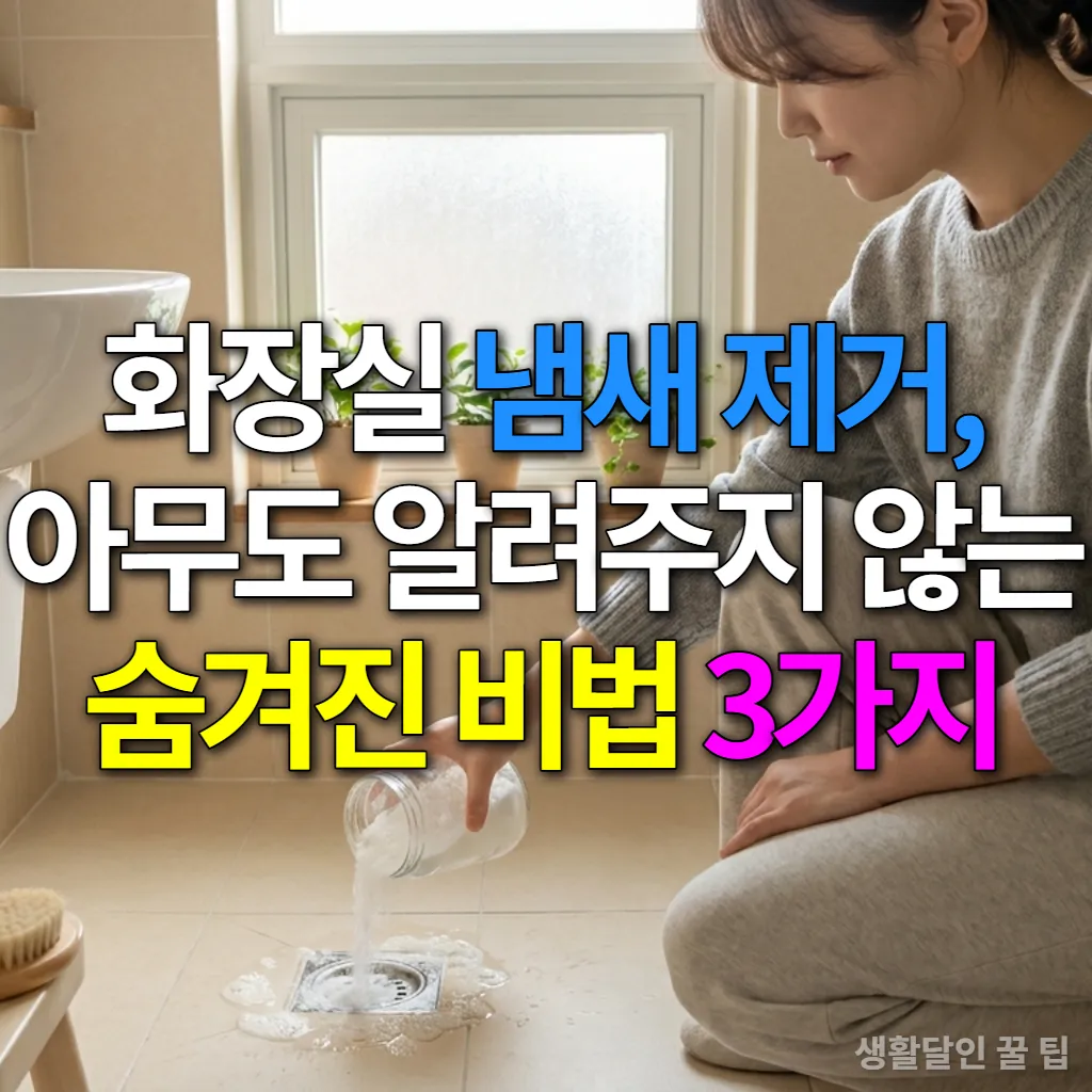 베이킹소다와 식초를 이용해 화장실 배수구를 청소하는 여성