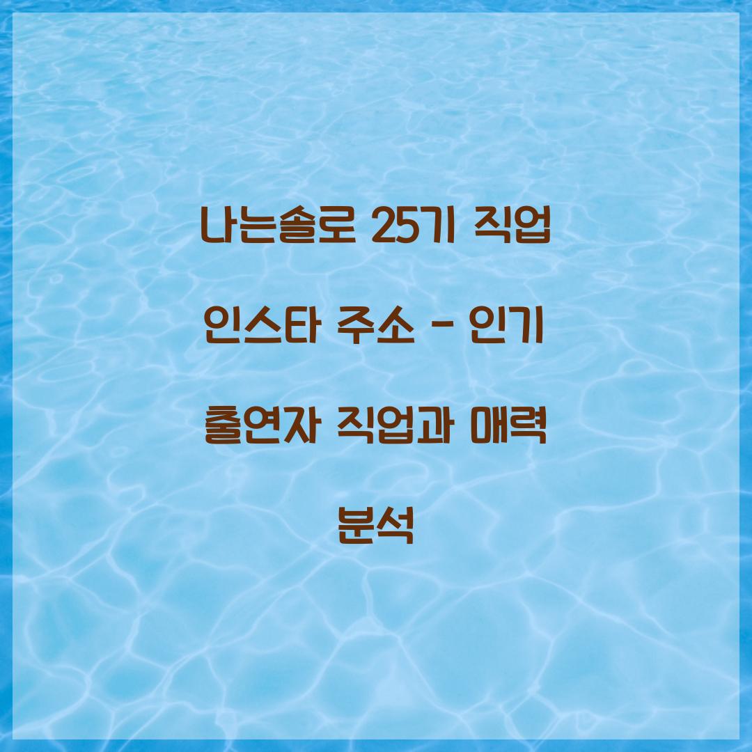나는솔로 25기 직업 인스타 주소