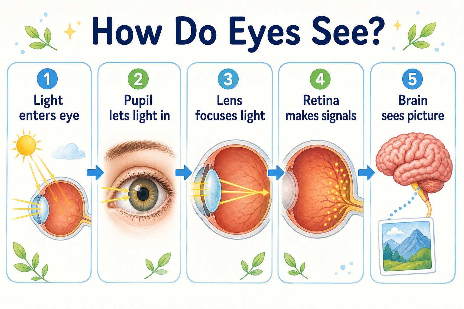 Infographic explaining how eyes see