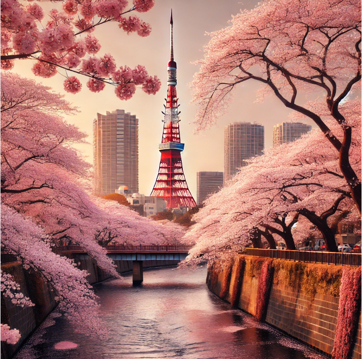 벚꽃이 핀 일본의 도쿄