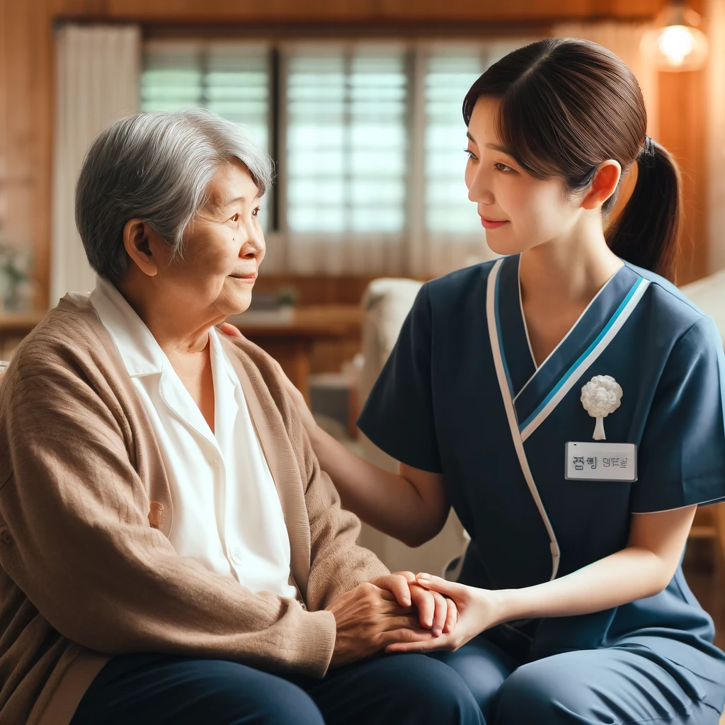 치매노인과 요양보호사간 효과적인 소통모습
