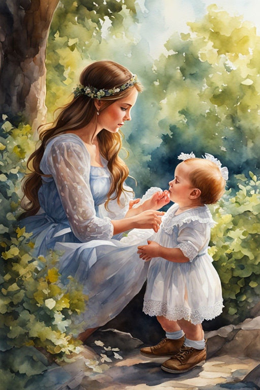 아기를 돌봐주는 엄마