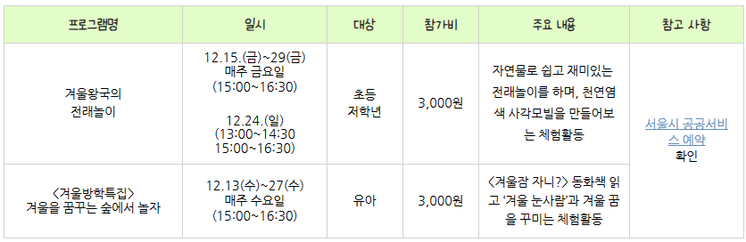 서울식물원 특별 프로그램