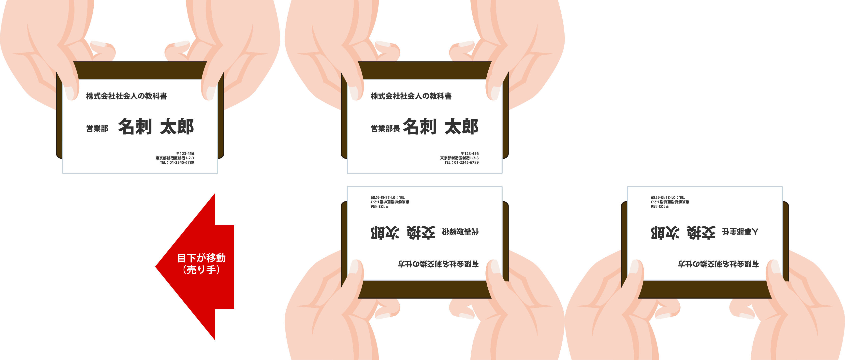 명함 지갑위에 명함을 올려서 건네는 상세 사진