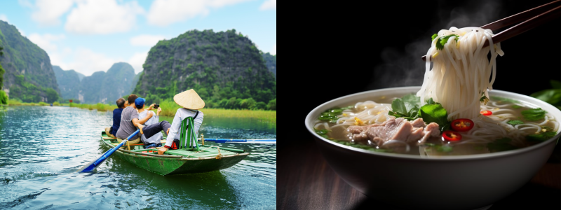 베트남 강여행지와 베트남 쌀국수 이미지