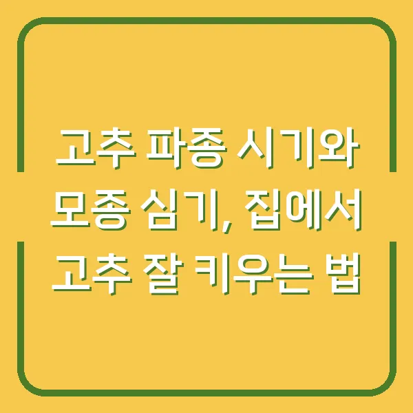 고추 파종 시기와 모종 심기, 집에서 고추 잘 키우는 법