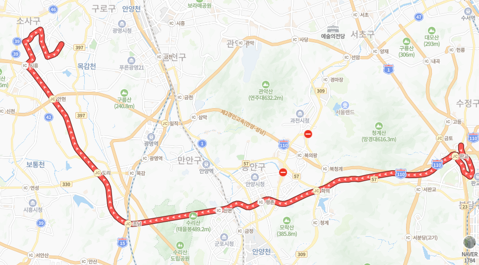 부천-성남-P9501(퇴근)번-버스-노선-지도