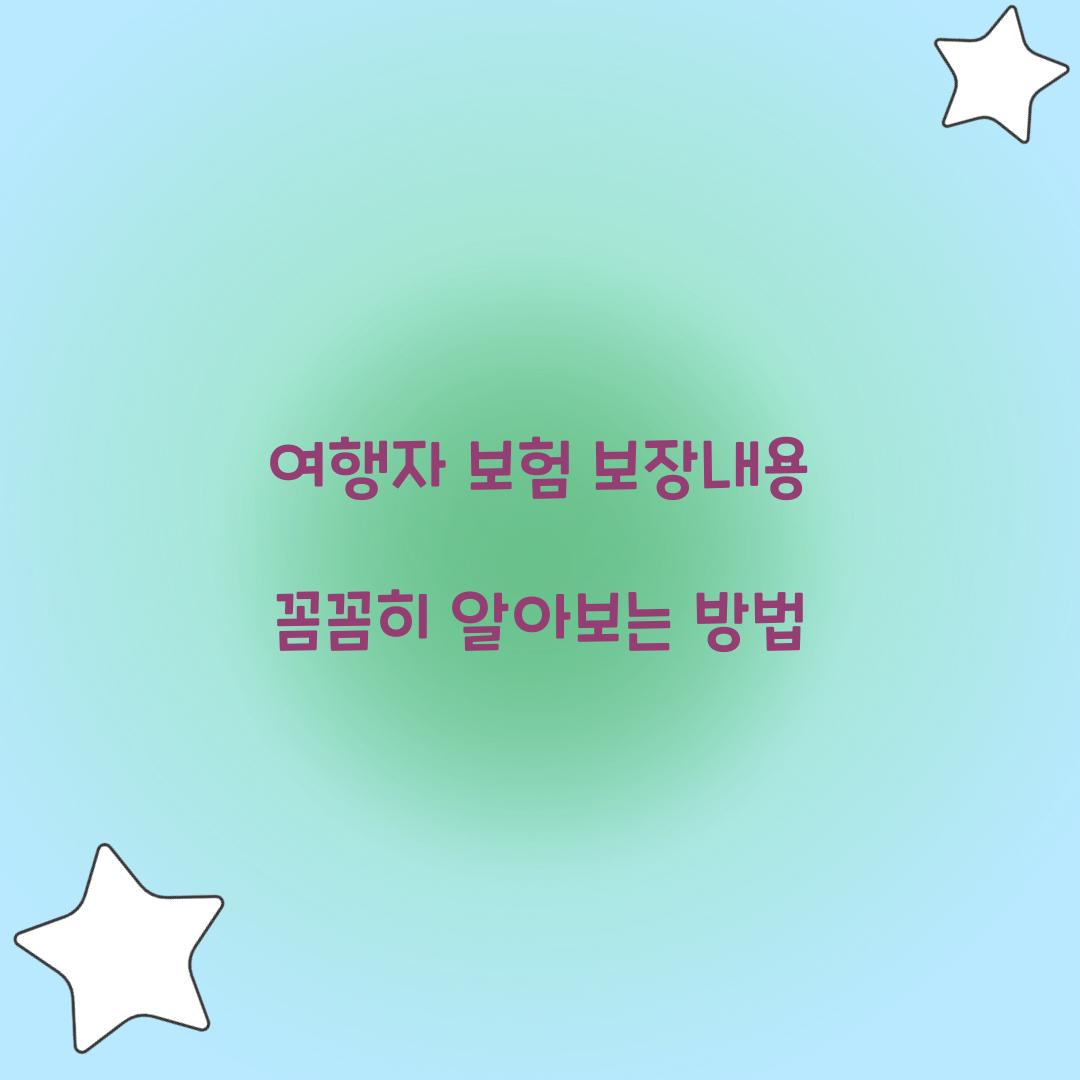 여행자 보험 보장내용