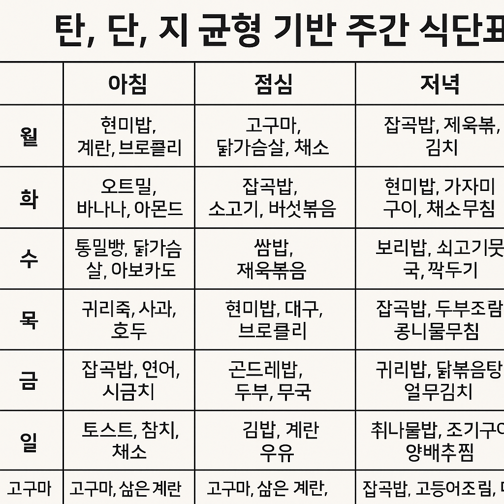 주간식단표