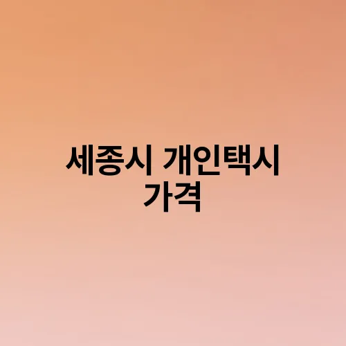 세종시 개인택시 가격