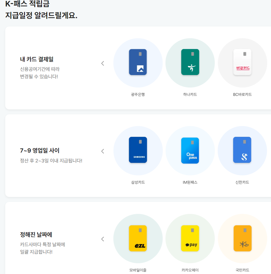 K패스 카드 종류