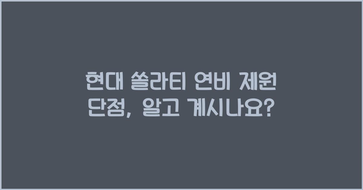 현대 쏠라티 연비 제원 단점